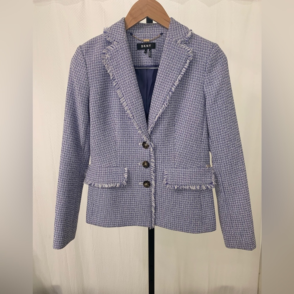 DKNY Blue and White Tweed Jacket